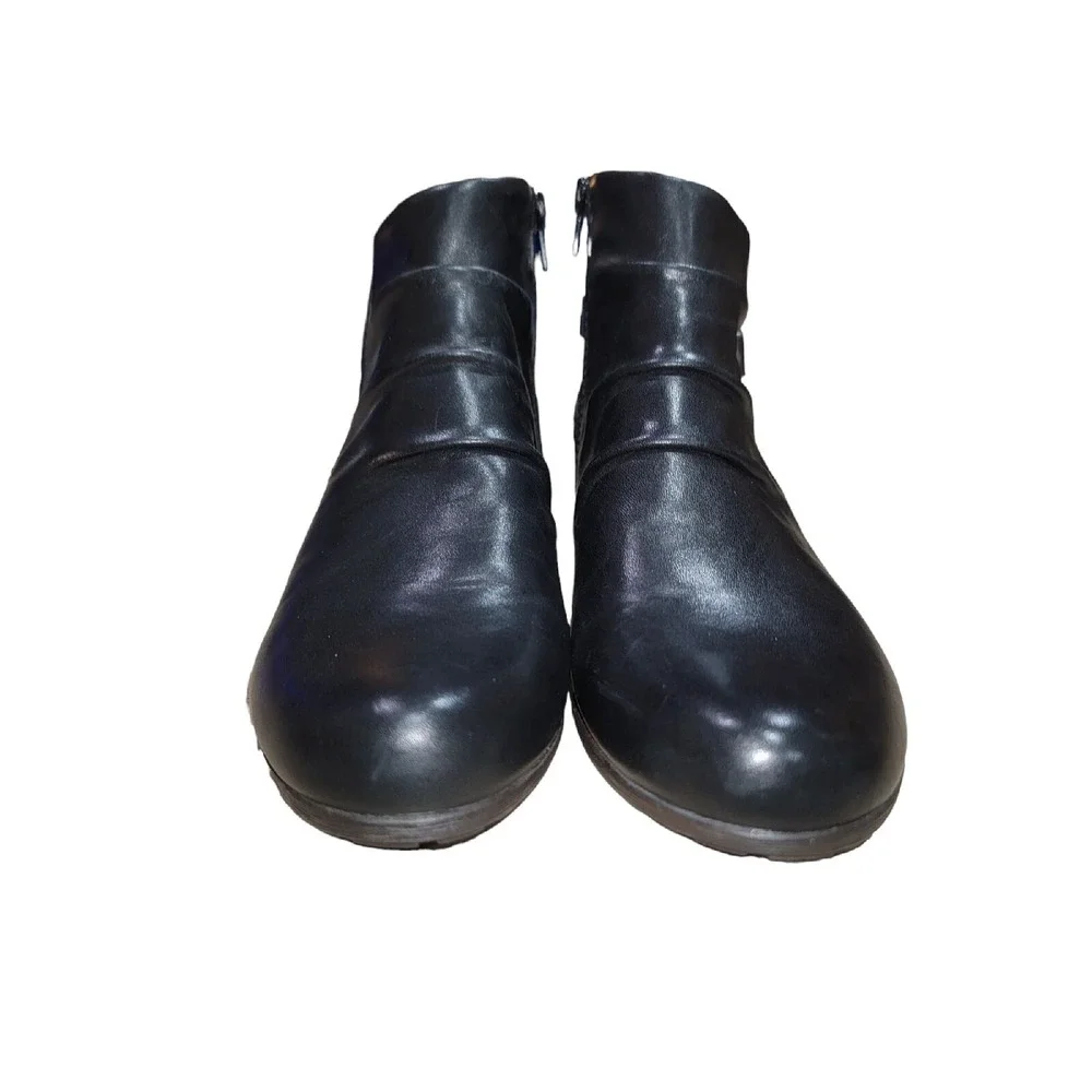 Rockport Womens Size 6.5 M Cobb Hill Gratasha Black Leather Strap Ankle Booties‎